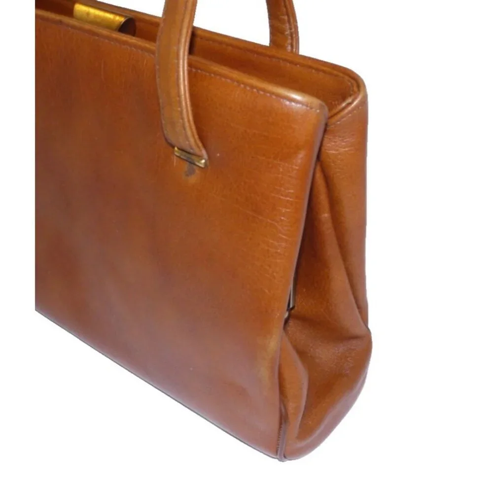 Vintage Globe Trotter brown leather flight bag satchel handbag purse by MARGOLIN